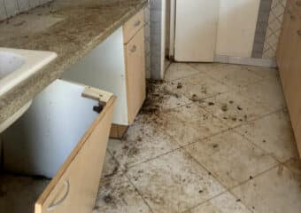 Cuisine très encrassée avant un nettoyage complet et désinfection dans une maison à Royan.