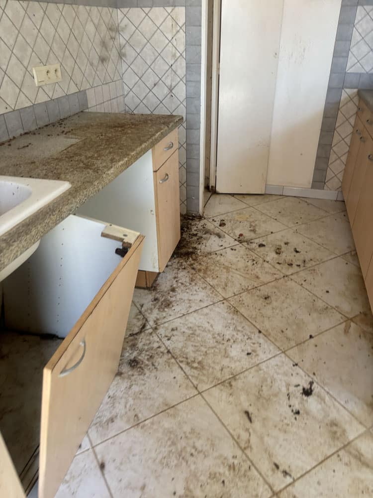 Cuisine très encrassée avant un nettoyage complet et désinfection dans une maison à Royan.